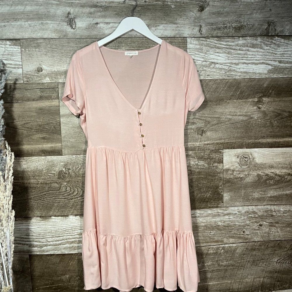 Ultra Flirt short sleeve tiered pink peasant dress - M